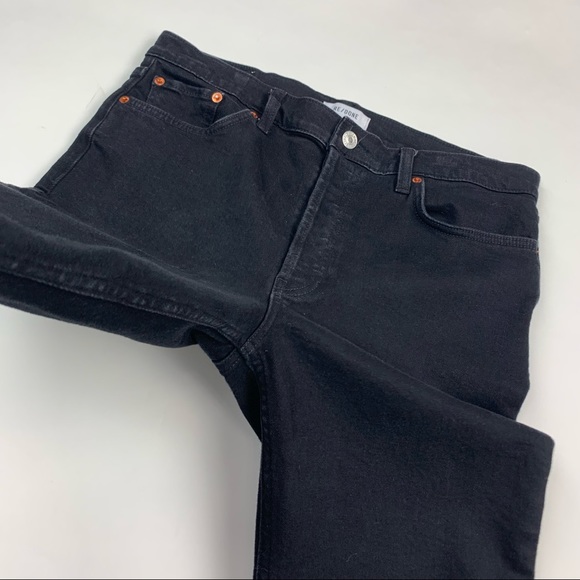 RE/DONE 90’s High Rise Ankle Crop Raw Hem Black Jeans Sz 31 - Picture 5 of 11